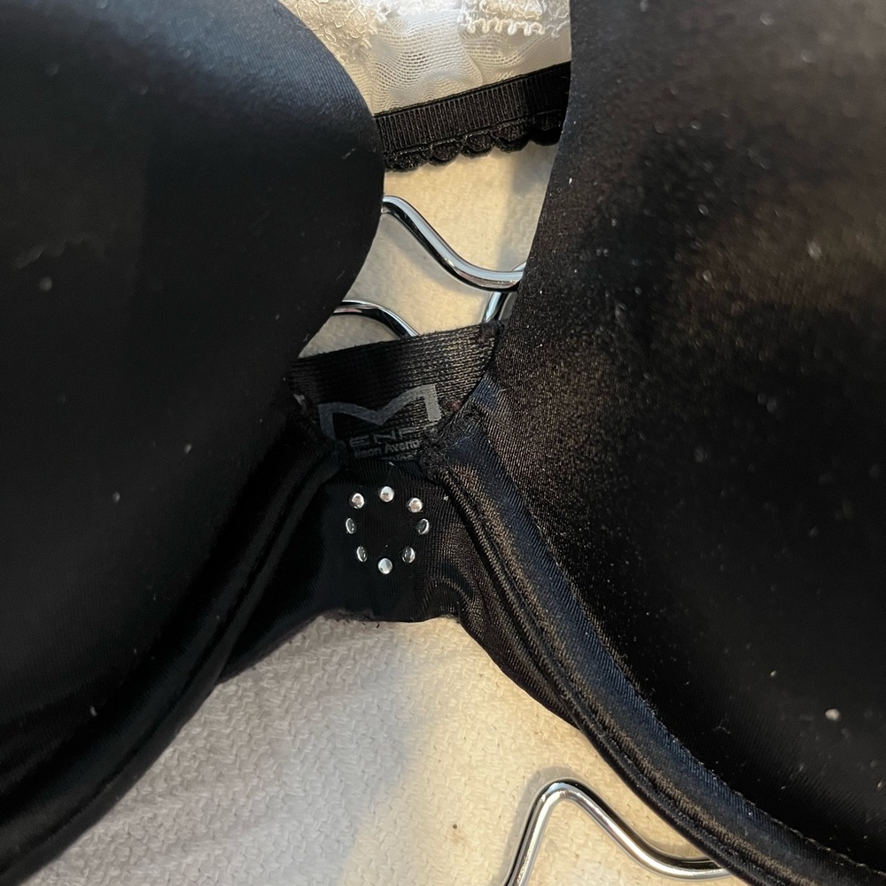 SET:  black bra (Maidenform) and lacy black/white panties.